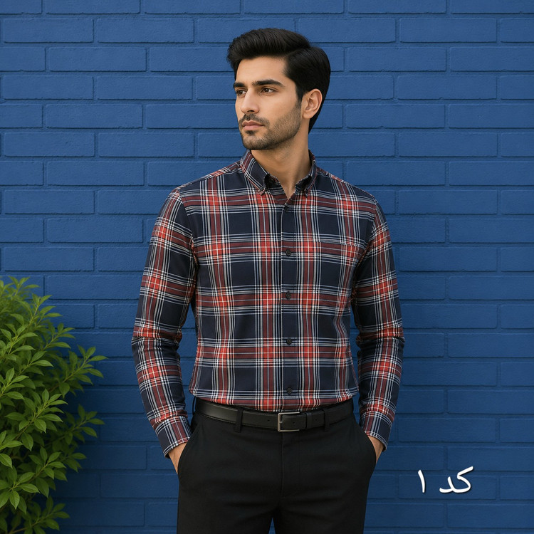 پیراهن چهارخانه مردانه آستین بلند قواره آزاد 36