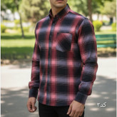 پیراهن چهارخانه خورشیدی مردانه آستین بلند قواره آزاد