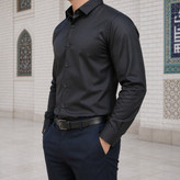 پیراهن آستین بلند مردانه اندامی پارچه مازراتی
