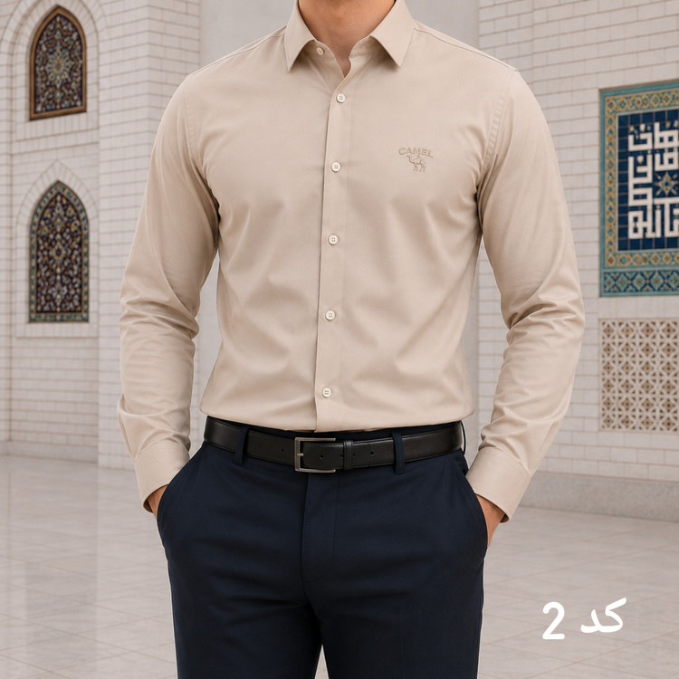 پیراهن آستین بلند مردانه اندامی پارچه مازراتی