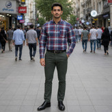 پیراهن آستین بلند مردانه نخی چهار خانه قواره آزاد مدل n8