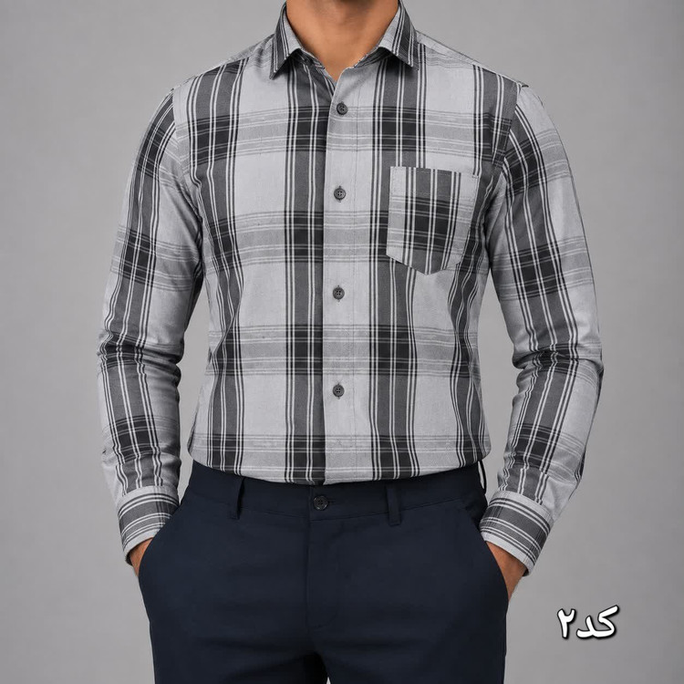 پیراهن آستین بلند مردانه نخی قواره اندامی